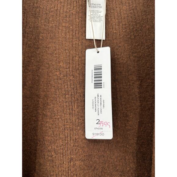 NWT Chicos Reversible Cardigan Sweater Womens Large Black Brown Knit Stretchy - Picture 6 of 16